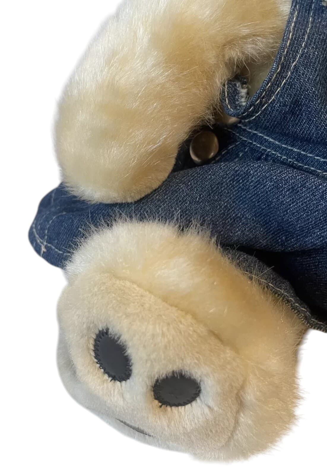 Cherish Collection Teddy Bear Plush Denim Skirt &Hat Blonde Soft Faux Fur EarTag - Thumbnail 14
