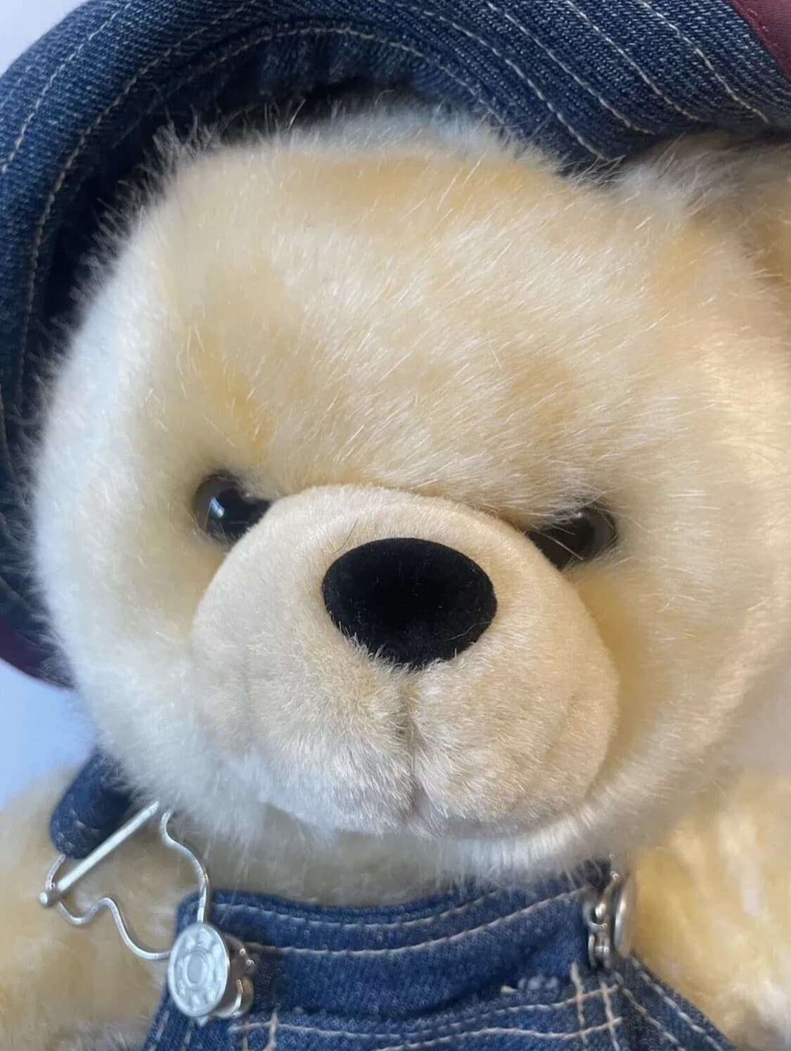 Cherish Collection Teddy Bear Plush Denim Skirt &Hat Blonde Soft Faux Fur EarTag - Thumbnail 11