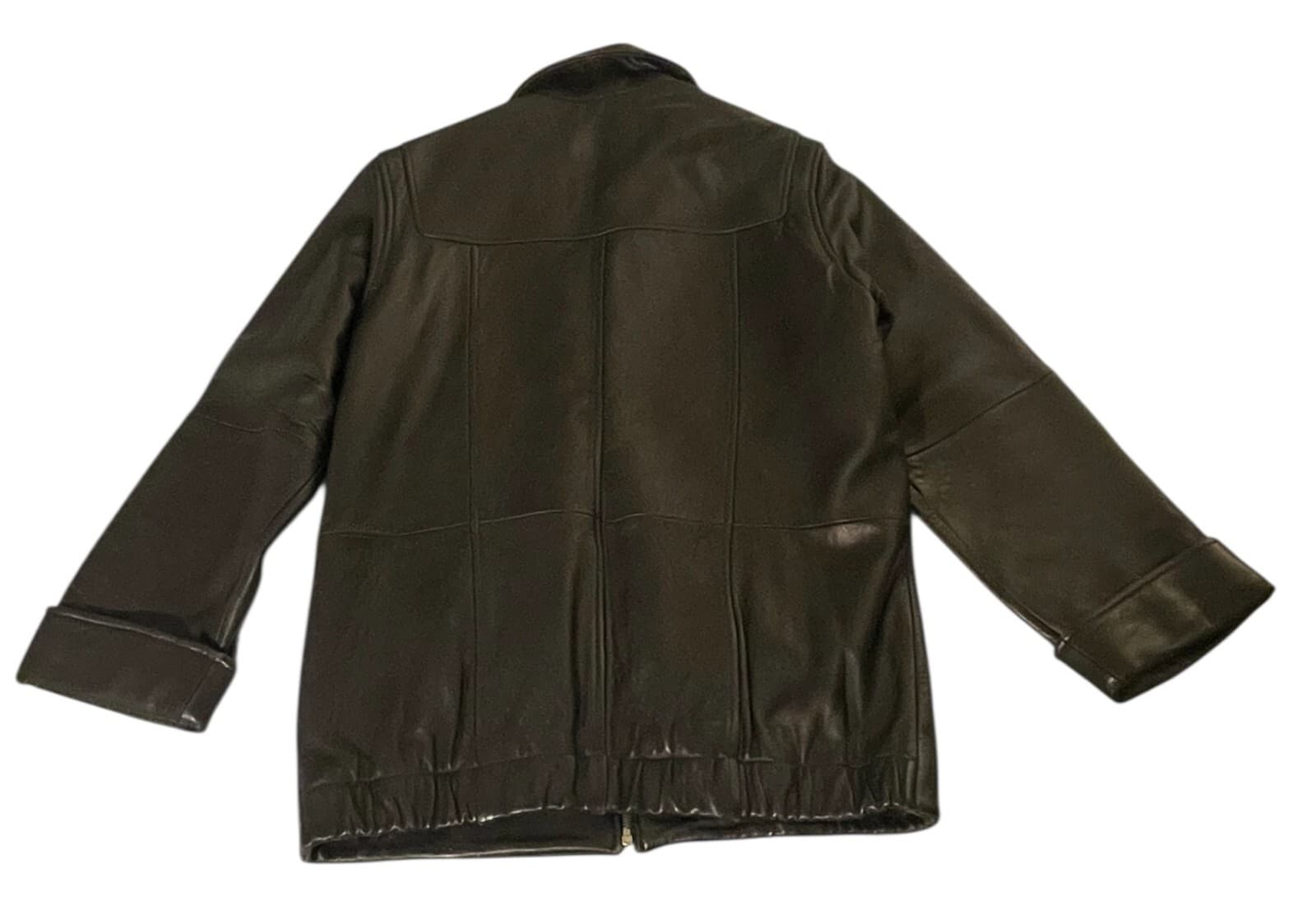 Jones New York Unisex Black Bomber High Collar Cuffed Soft Leather Jacket Size S - Thumbnail 2