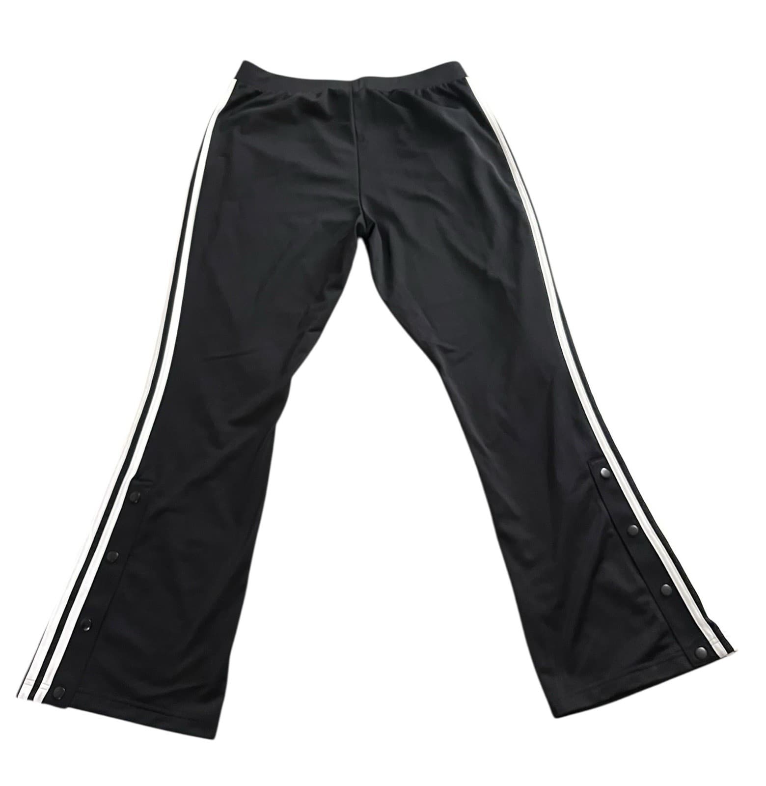 Vintage Adidas Track Pants Men's XL Black White Stripes Stretch Flare - Thumbnail 8