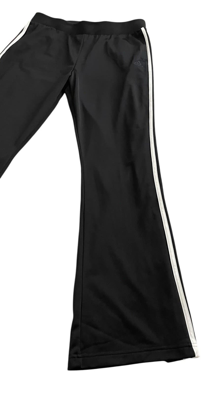 Vintage Adidas Track Pants Men's XL Black White Stripes Stretch Flare - Thumbnail 3