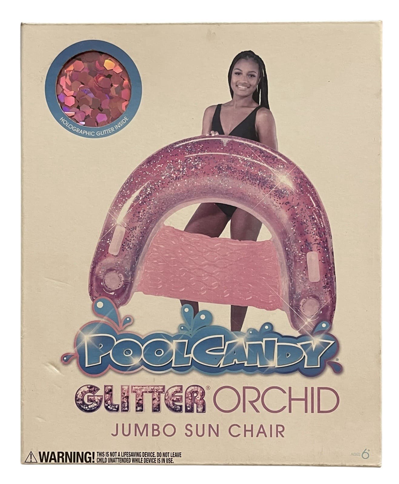 PoolCandy Orchid Glitter Inflatable Pool Sun Chair - Thumbnail 2