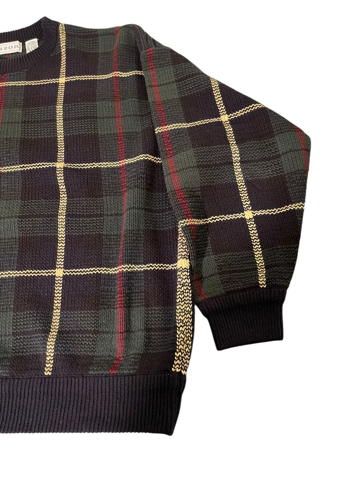 IZOD Men's Multicolor Crew Neck Long Sleeve Plaid Knit Pullover Sweater Size XL - Thumbnail 4