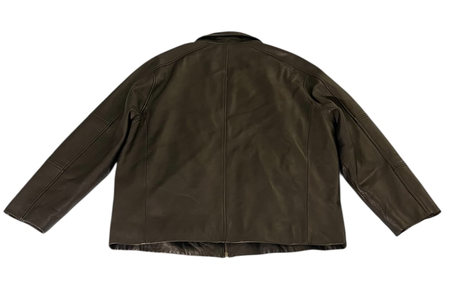 Alfani Men's Black Genuine Leather Bomber Biker Soft Full Zip Jacket Size Large - Thumbnail 2