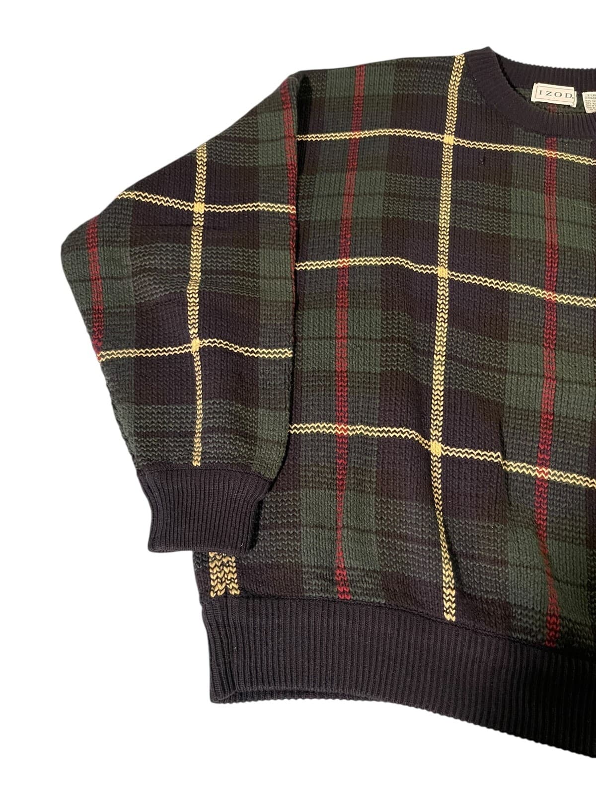 IZOD Men's Multicolor Crew Neck Long Sleeve Plaid Knit Pullover Sweater Size XL - Thumbnail 5