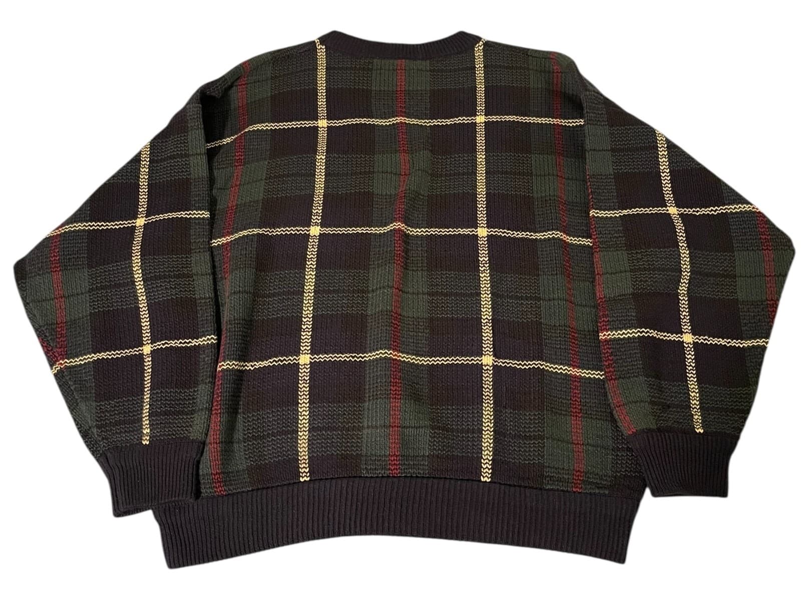 IZOD Men's Multicolor Crew Neck Long Sleeve Plaid Knit Pullover Sweater Size XL - Thumbnail 3
