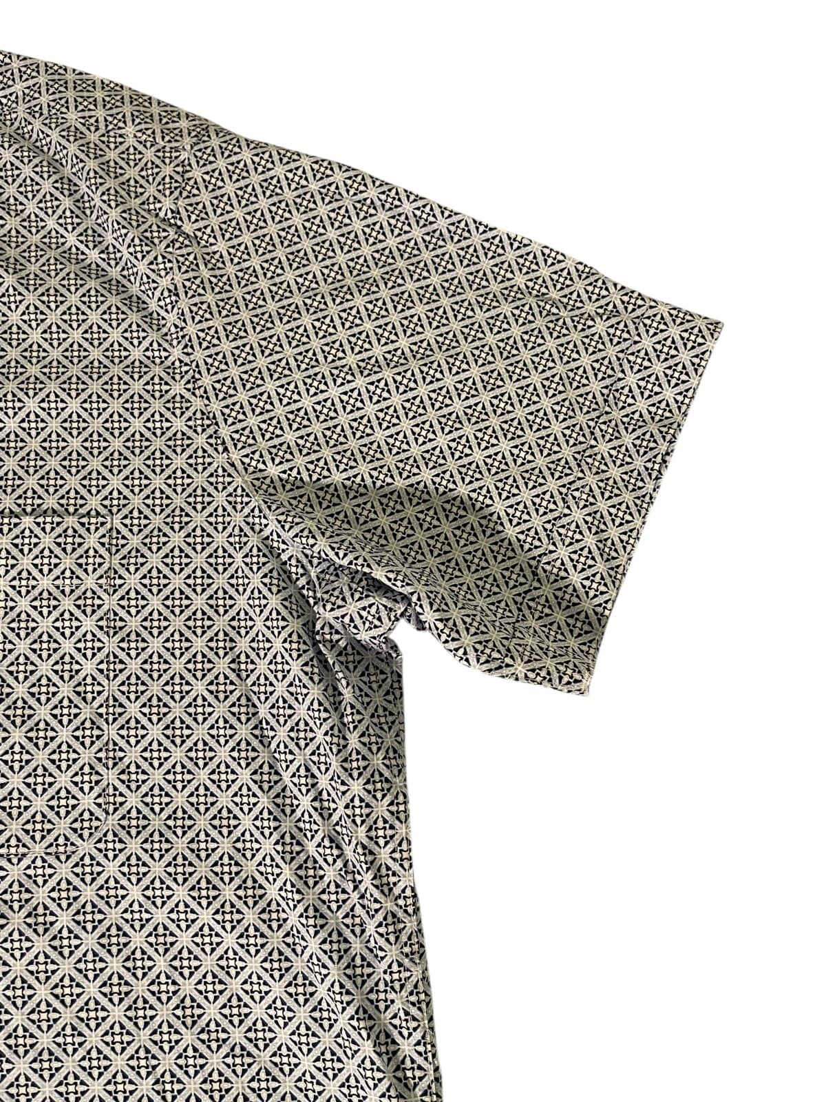 Club Room Mens White Blue Black Short Sleeve Geometric Button Down Shirt Size XL - Thumbnail 4