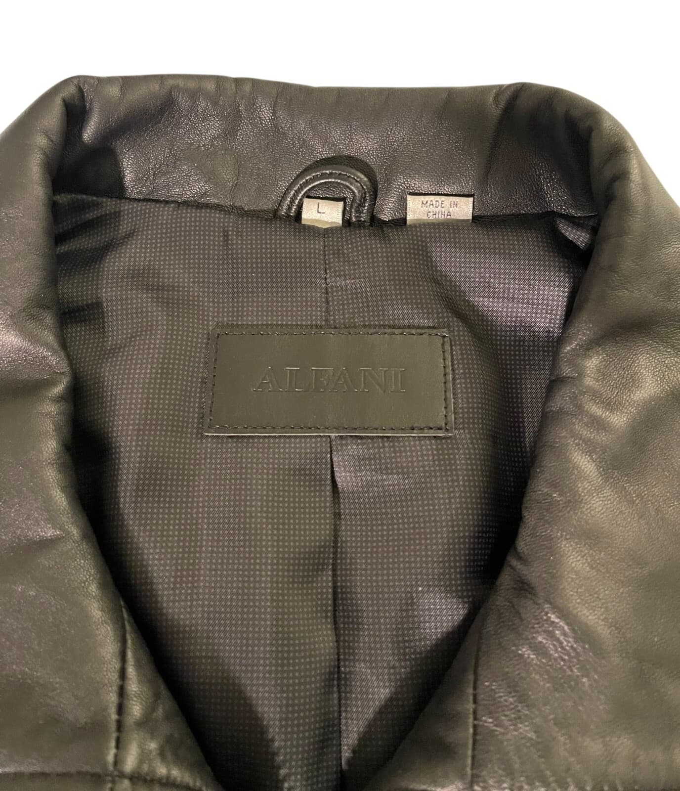 Alfani Men's Black Genuine Leather Bomber Biker Soft Full Zip Jacket Size Large - Thumbnail 3