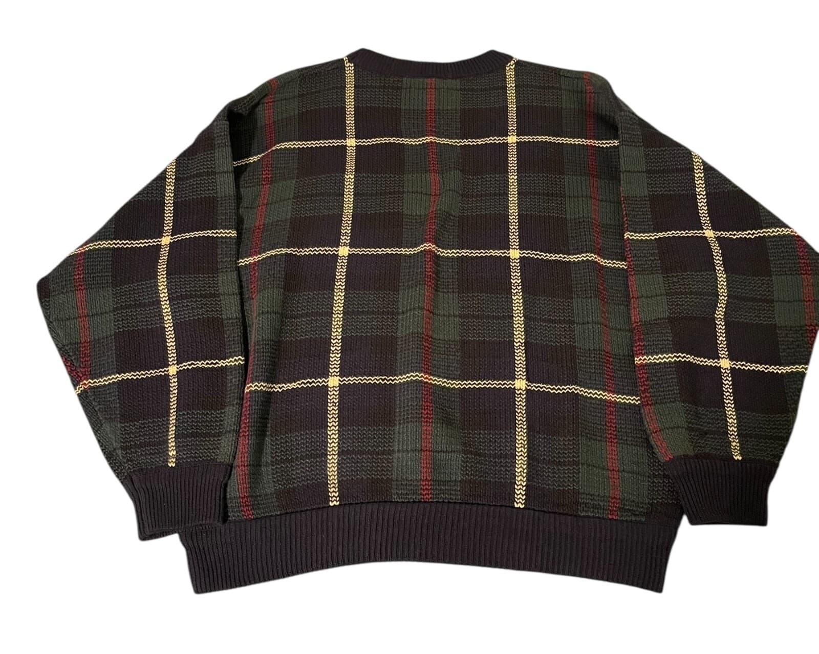 IZOD Men's Multicolor Crew Neck Long Sleeve Plaid Knit Pullover Sweater Size XL - Thumbnail 2