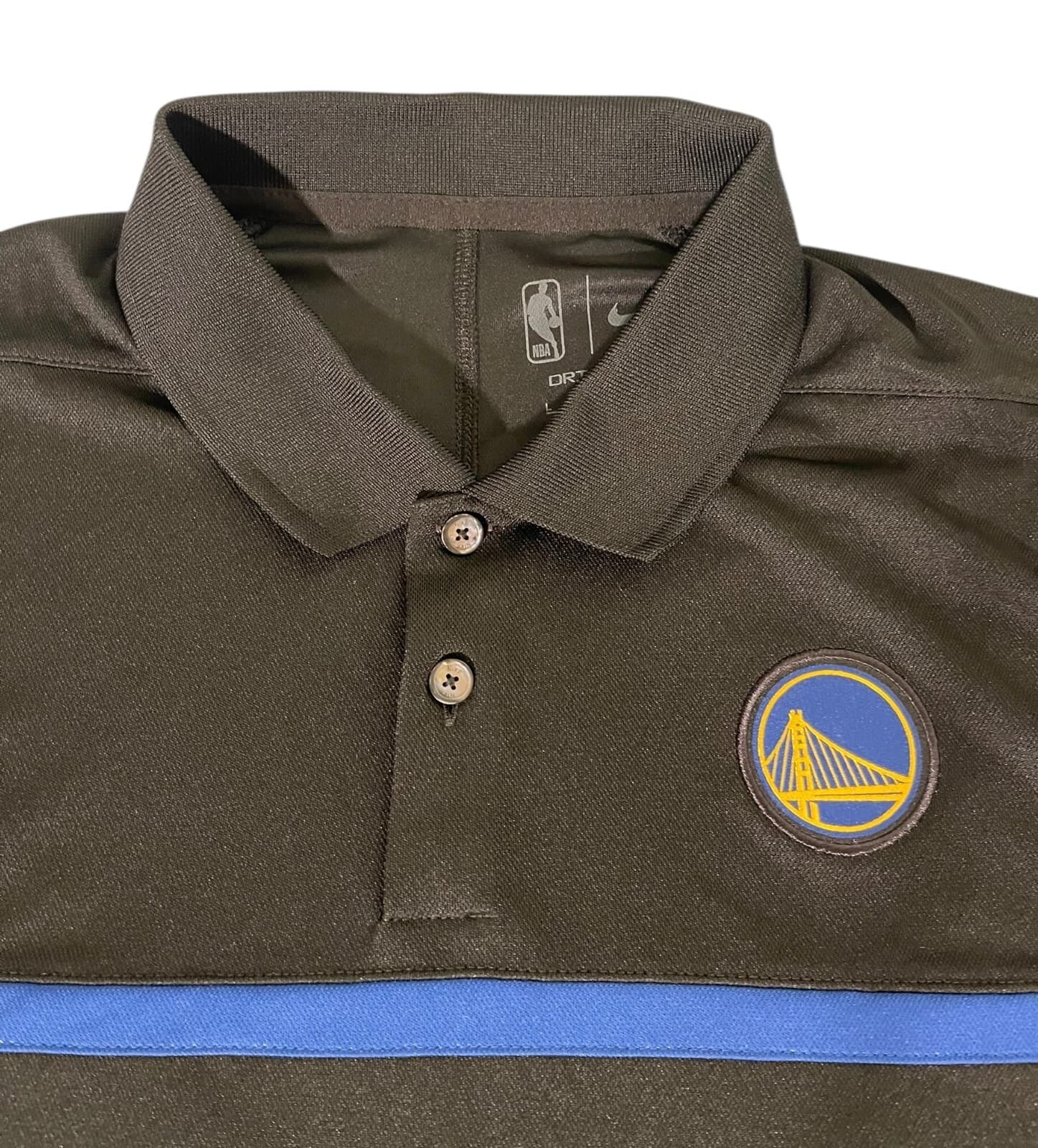 NWT Nike NBA Men's Black Golden State Warriors Dri-Fit Polo Shirt Size Large - Thumbnail 5