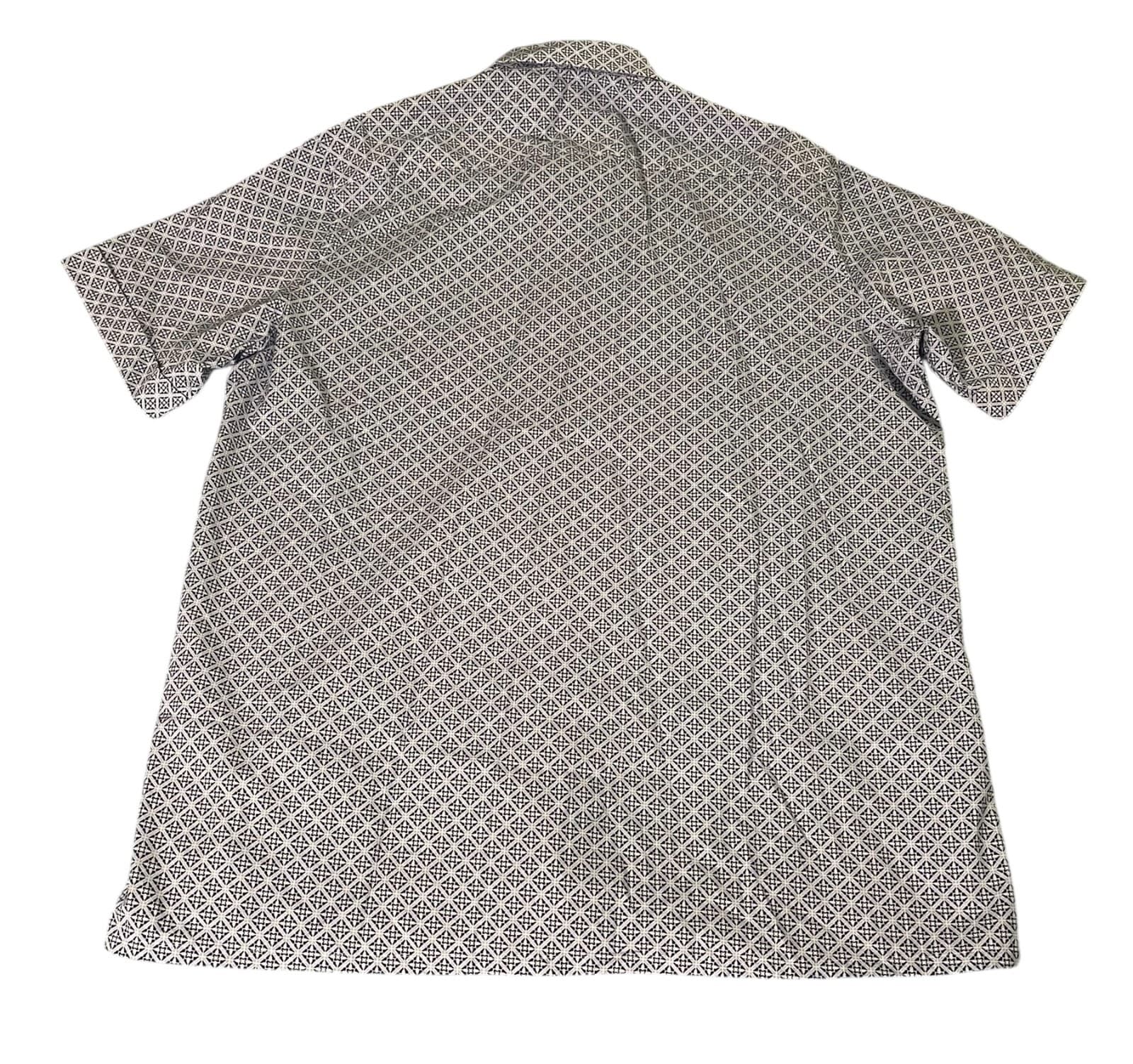 Club Room Mens White Blue Black Short Sleeve Geometric Button Down Shirt Size XL - Thumbnail 2