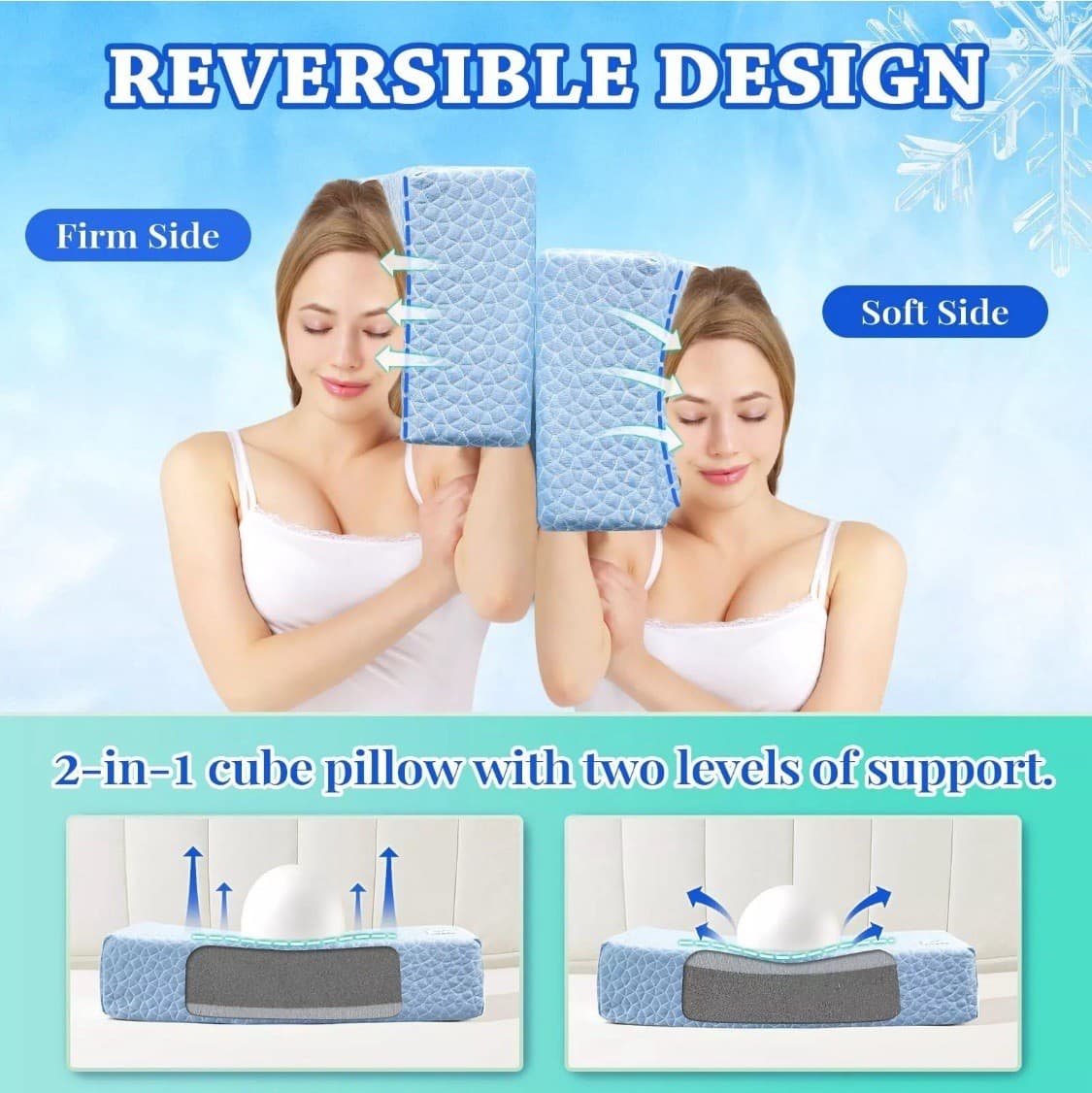 HARBOREST Cooling Cube Pillow - Side Sleeper Pillow for Neck and Shoulder Pai... - Thumbnail 4