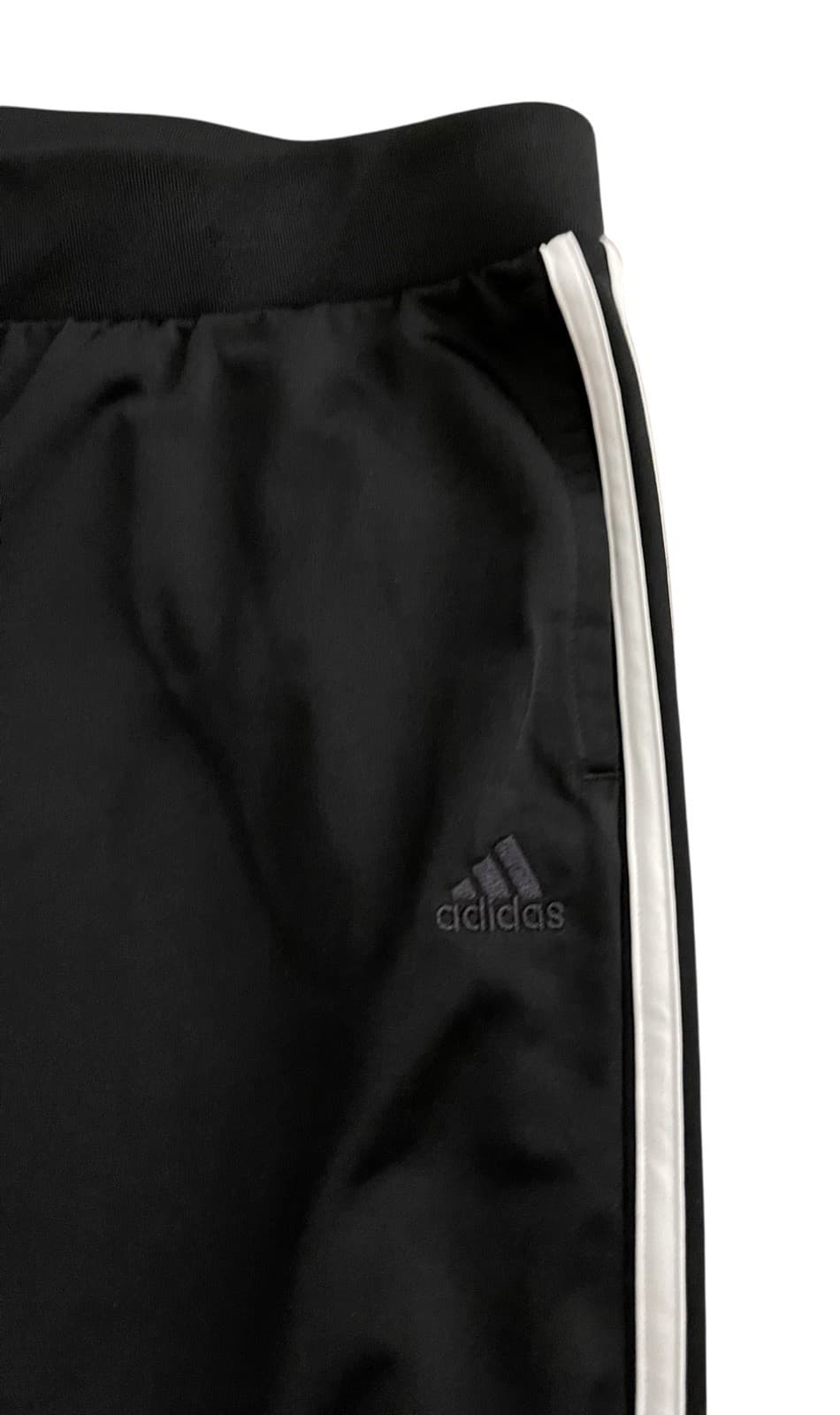 Vintage Adidas Track Pants Men's XL Black White Stripes Stretch Flare - Thumbnail 2