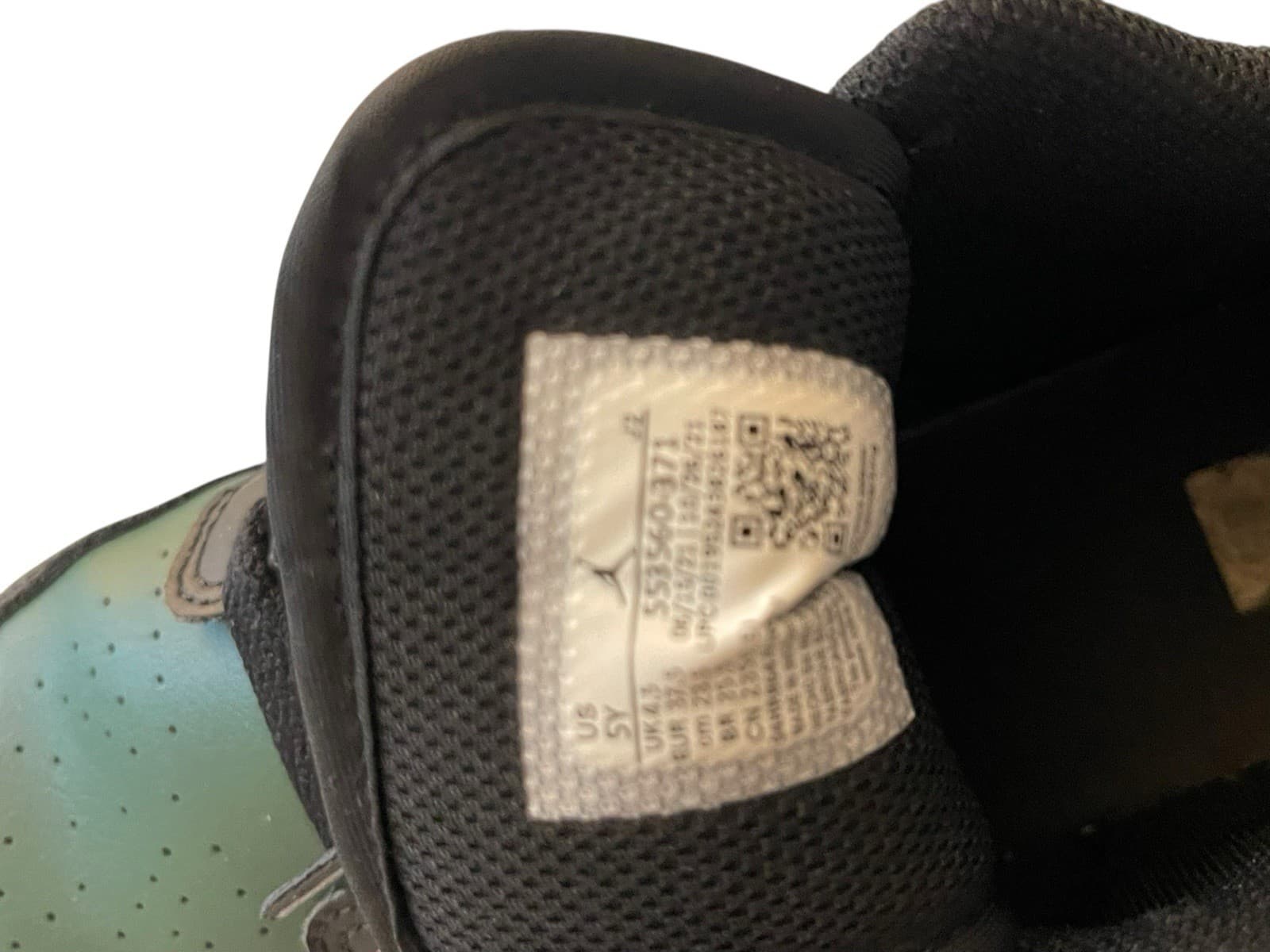 Jordan 1 Low Green Toe GS Youth 5Y 553560-371 Sneakers Nike Air (Left Only) - Thumbnail 7