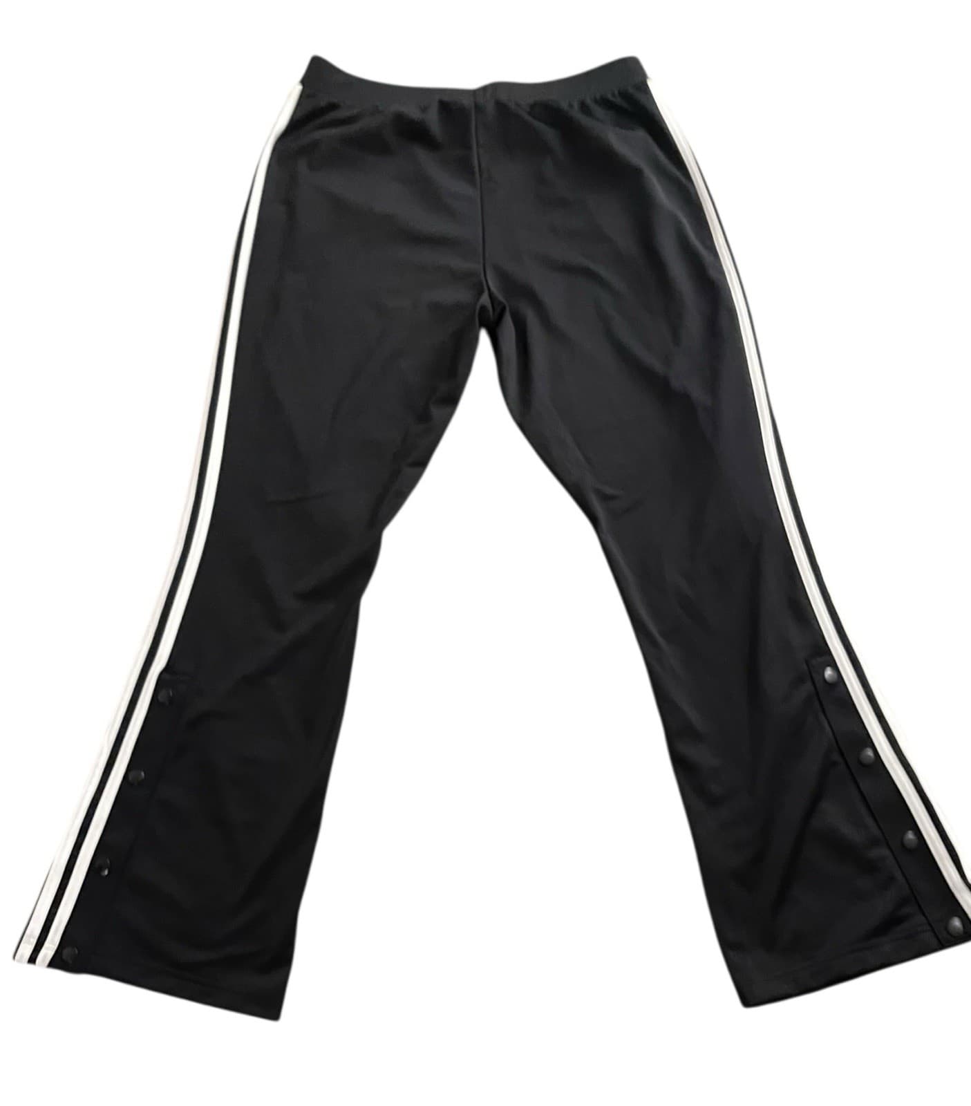Vintage Adidas Track Pants Men's XL Black White Stripes Stretch Flare - Thumbnail 7