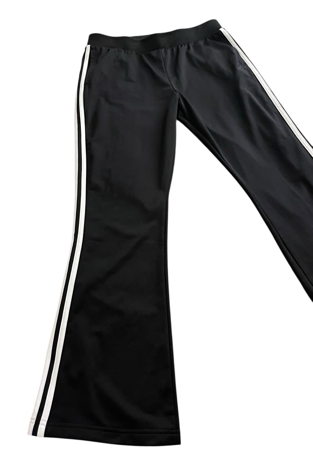 Vintage Adidas Track Pants Men's XL Black White Stripes Stretch Flare - Thumbnail 4