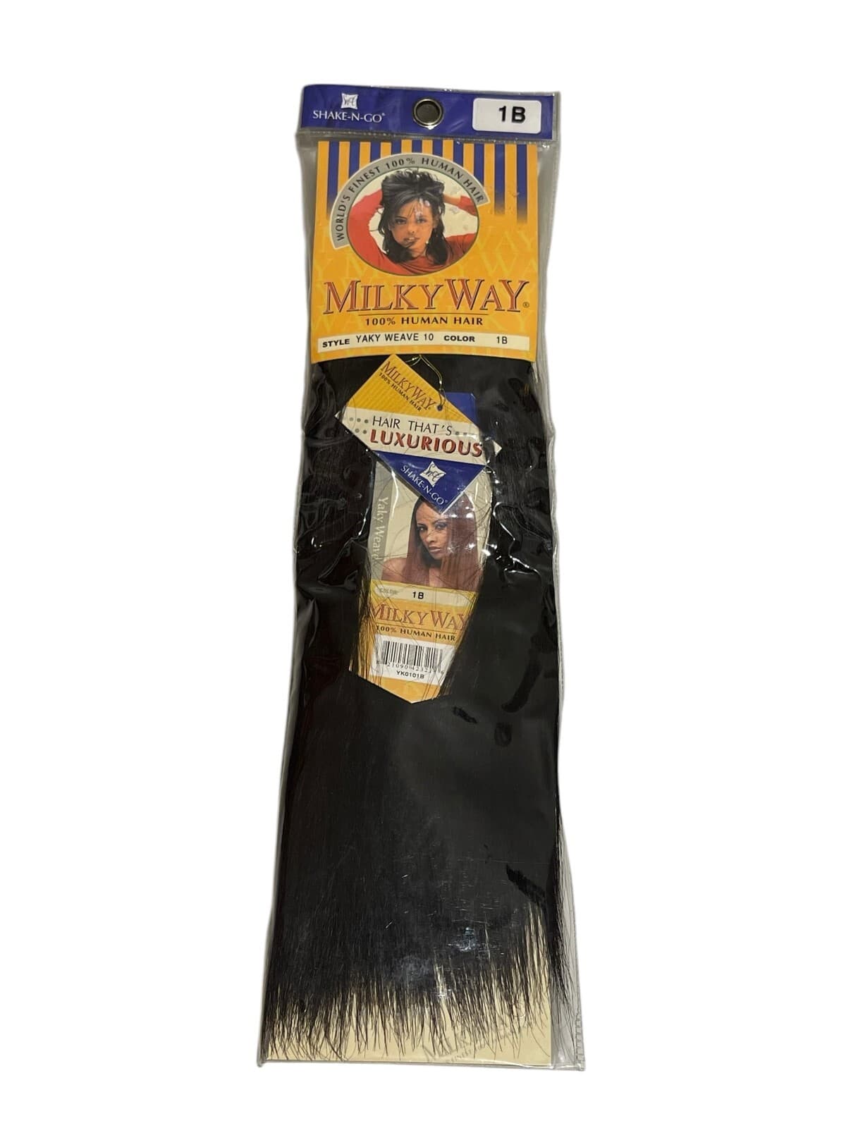 Shake N Go Milkyway 14" 100% Human Hair Yaky WEAVE #1B - Thumbnail 3