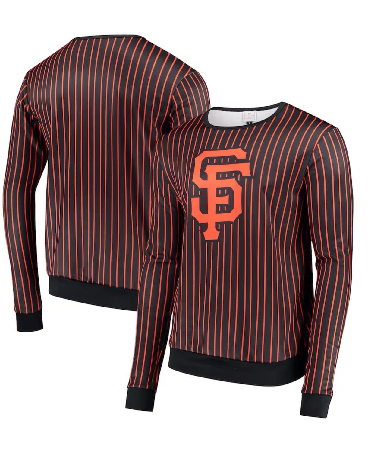 MLB San Francisco Giants PinStripe Crew Neck Long Sleeve Pullover Shirt Size S - Thumbnail 2