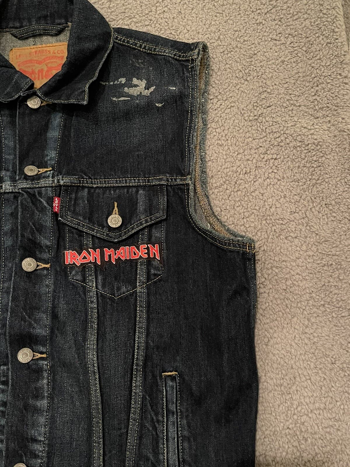 Vintage Levi’s Denim Vest Iron maiden Killers 80s 90s Y2k Heavy metal Rocker Roc - Thumbnail 6
