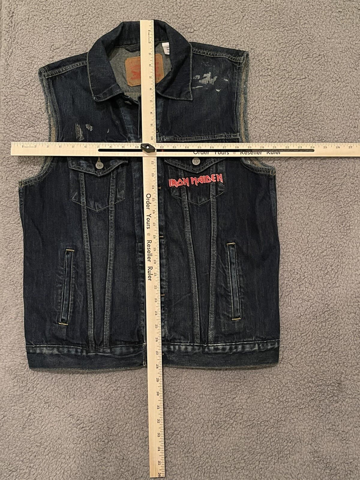 Vintage Levi’s Denim Vest Iron maiden Killers 80s 90s Y2k Heavy metal Rocker Roc - Thumbnail 14