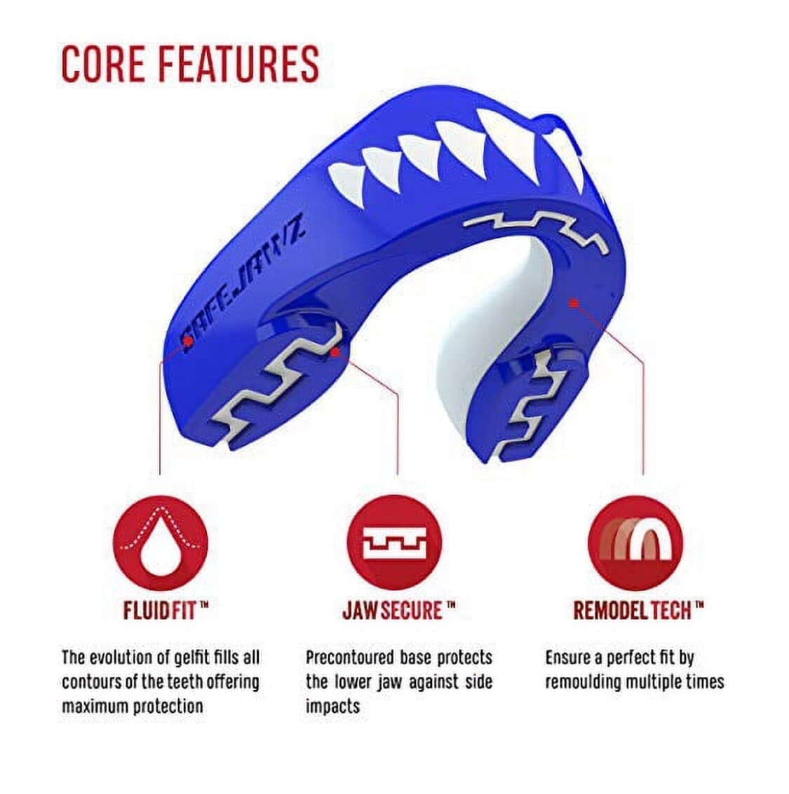 Safejawz Extro Series Shark Gum Shield Blue Mouth Protection Guard Boxing MMA - Thumbnail 4