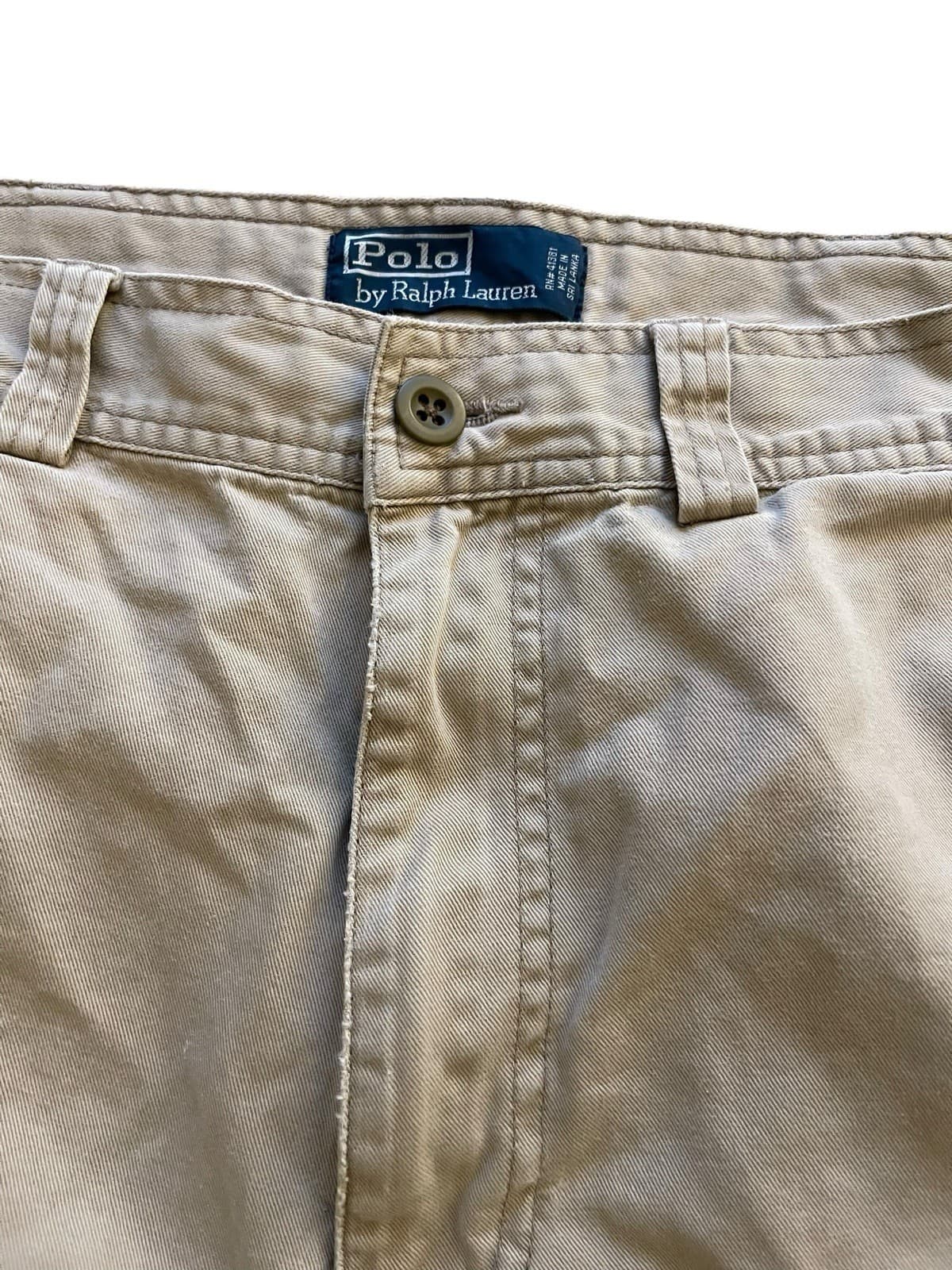 Polo Ralph Lauren Cargo Shorts Classic 67 Chino Khaki Casual Sz 34 100% Cotton - Thumbnail 3