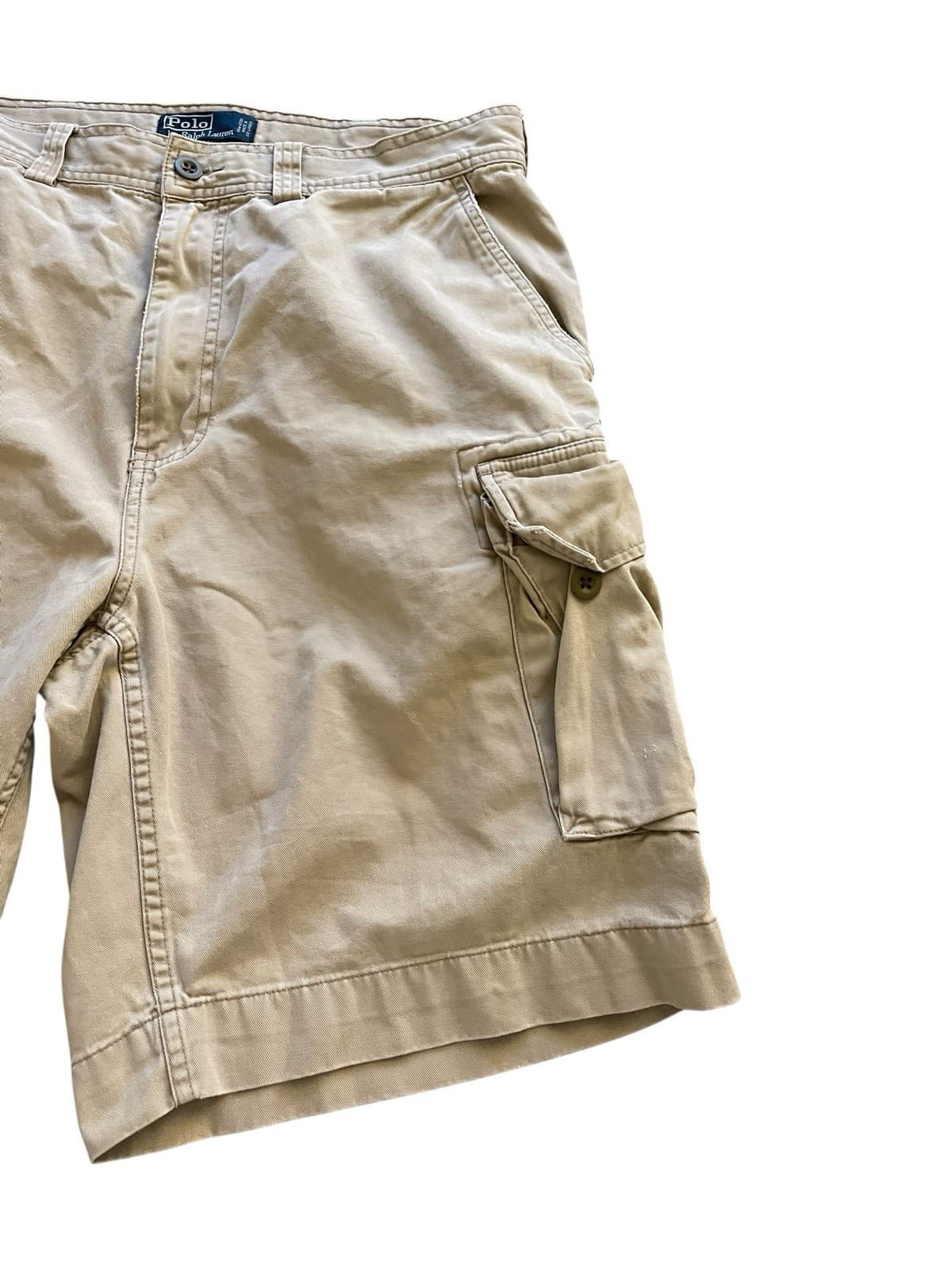Polo Ralph Lauren Cargo Shorts Classic 67 Chino Khaki Casual Sz 34 100% Cotton - Thumbnail 4