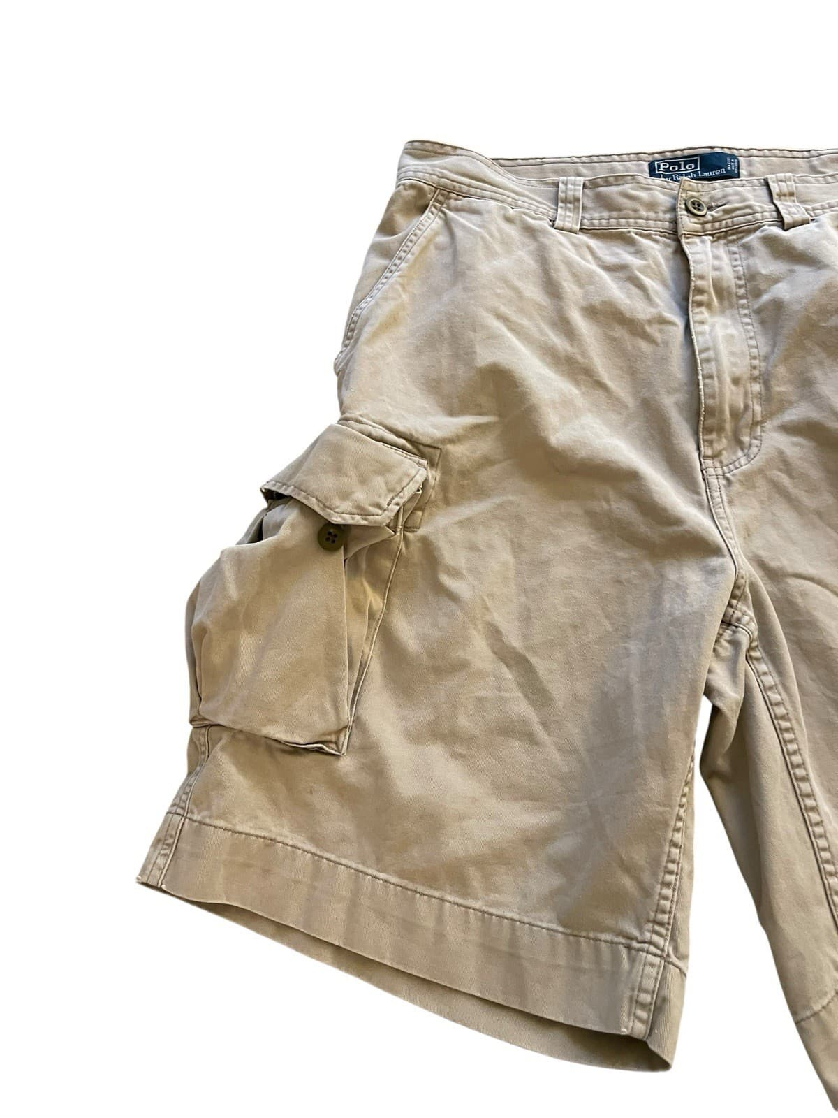 Polo Ralph Lauren Cargo Shorts Classic 67 Chino Khaki Casual Sz 34 100% Cotton - Thumbnail 5