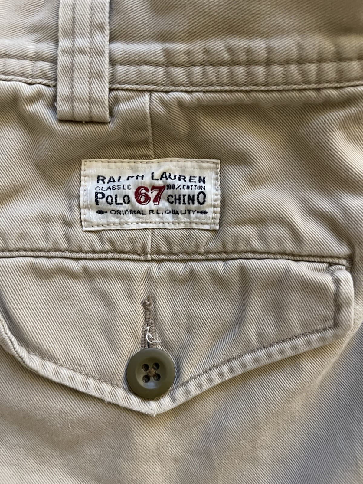 Polo Ralph Lauren Cargo Shorts Classic 67 Chino Khaki Casual Sz 34 100% Cotton - Thumbnail 7
