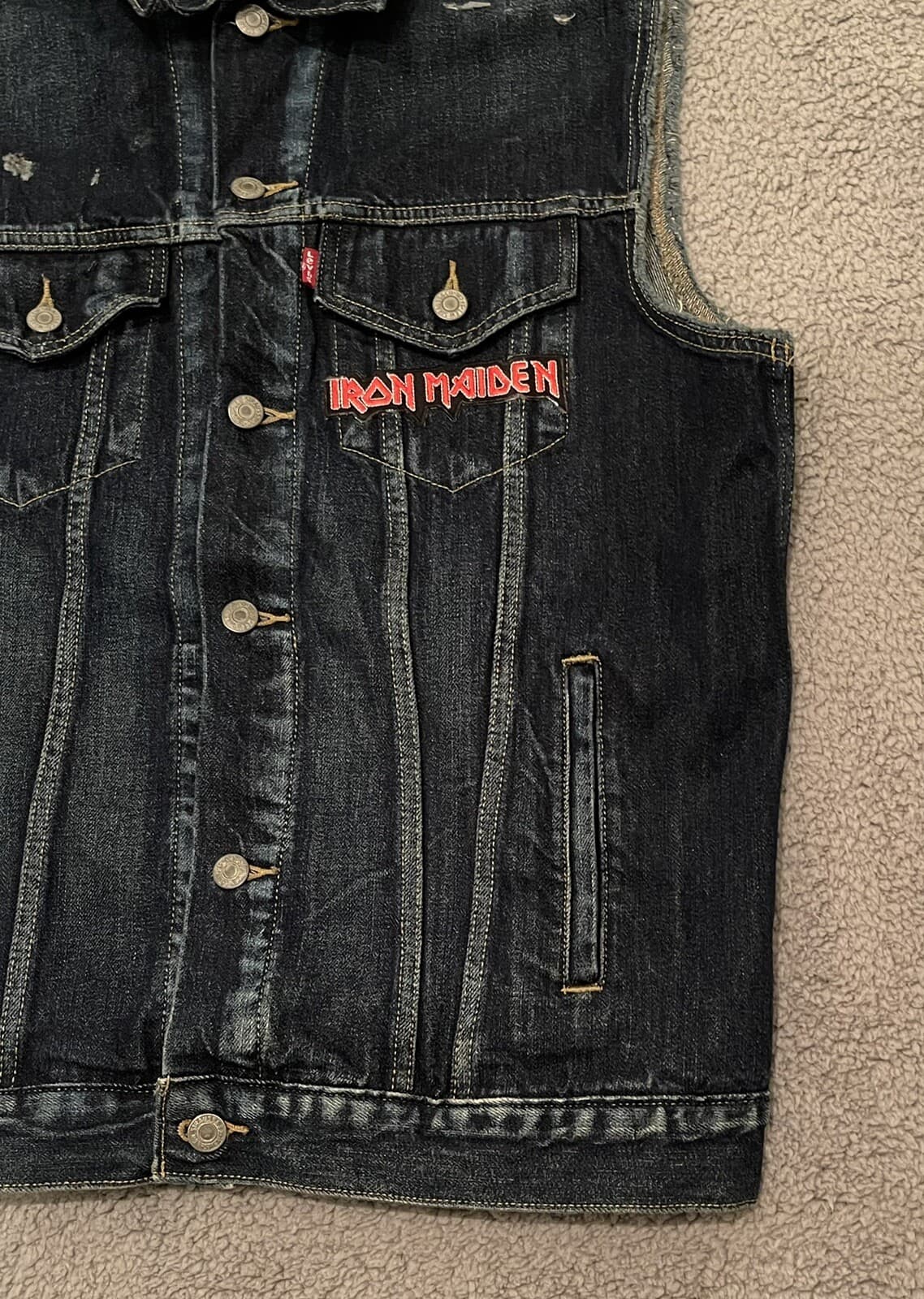 Vintage Levi’s Denim Vest Iron maiden Killers 80s 90s Y2k Heavy metal Rocker Roc - Thumbnail 4