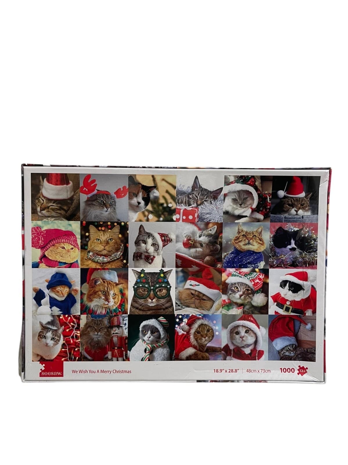 NEW Santa Cats SeeSaw We Wish You A Merry Christmas 1000 Piece Jigsaw Puzzle - Thumbnail 2