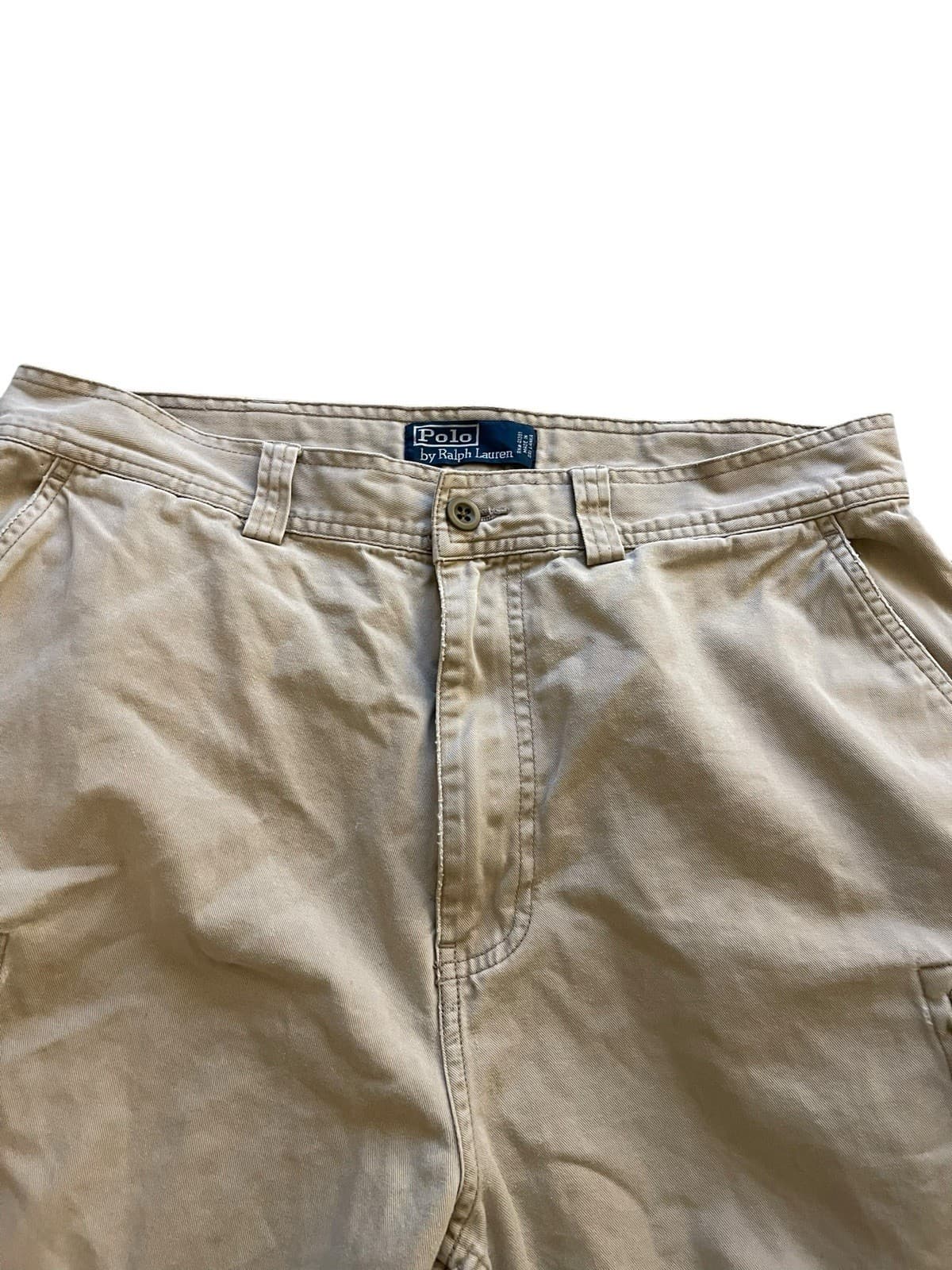 Polo Ralph Lauren Cargo Shorts Classic 67 Chino Khaki Casual Sz 34 100% Cotton - Thumbnail 2