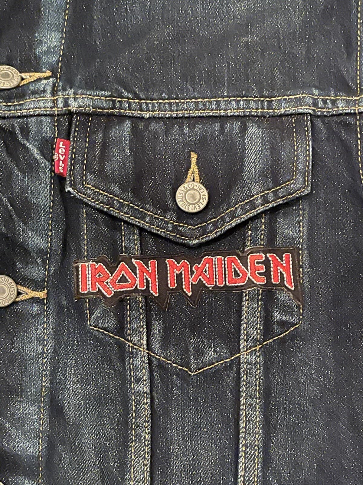 Vintage Levi’s Denim Vest Iron maiden Killers 80s 90s Y2k Heavy metal Rocker Roc - Thumbnail 5