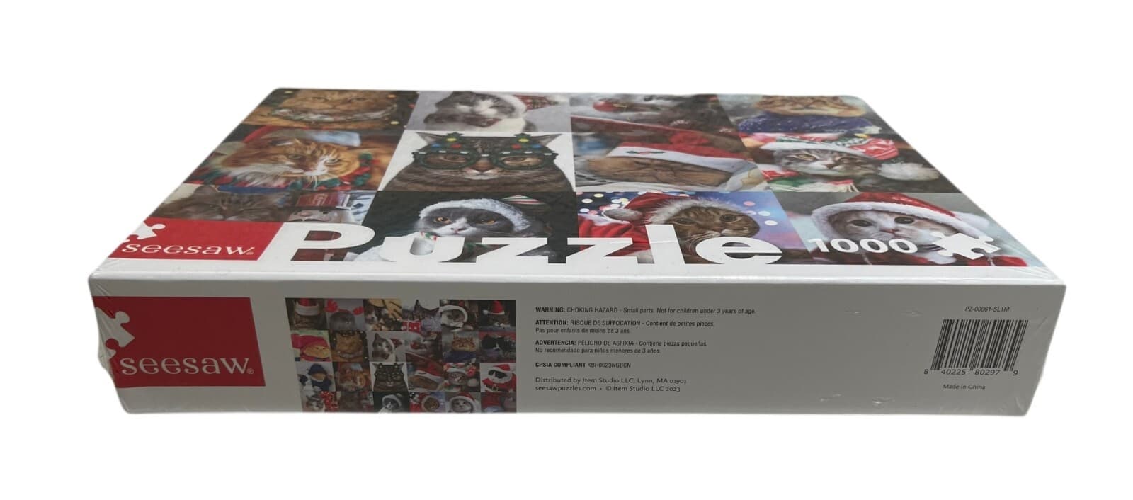 NEW Santa Cats SeeSaw We Wish You A Merry Christmas 1000 Piece Jigsaw Puzzle - Thumbnail 4