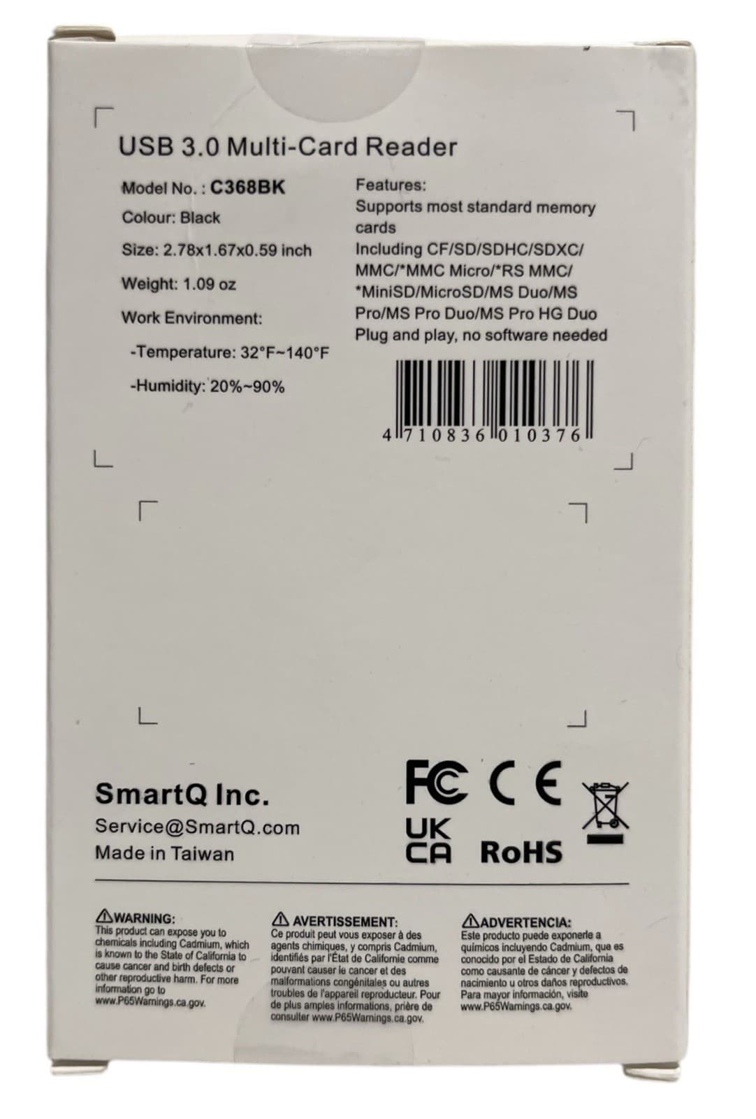 SmartQ C368BK USB 3.0 MULTI-CARD READER, Plug N Play, Apple/Windows Compatible - Thumbnail 2