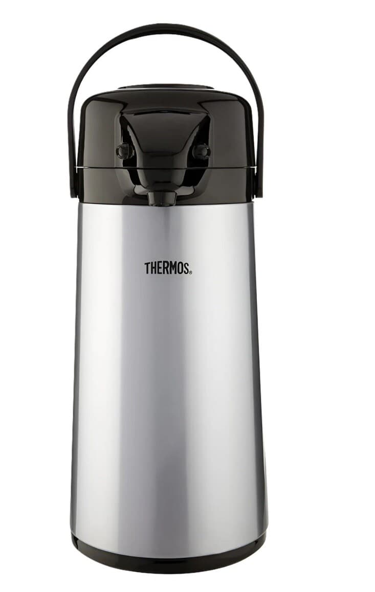 Thermos 2 Quart Glass Vacuum Insulated Pump Pot - Gray Metallic PP1920W2 NIB - Thumbnail 2