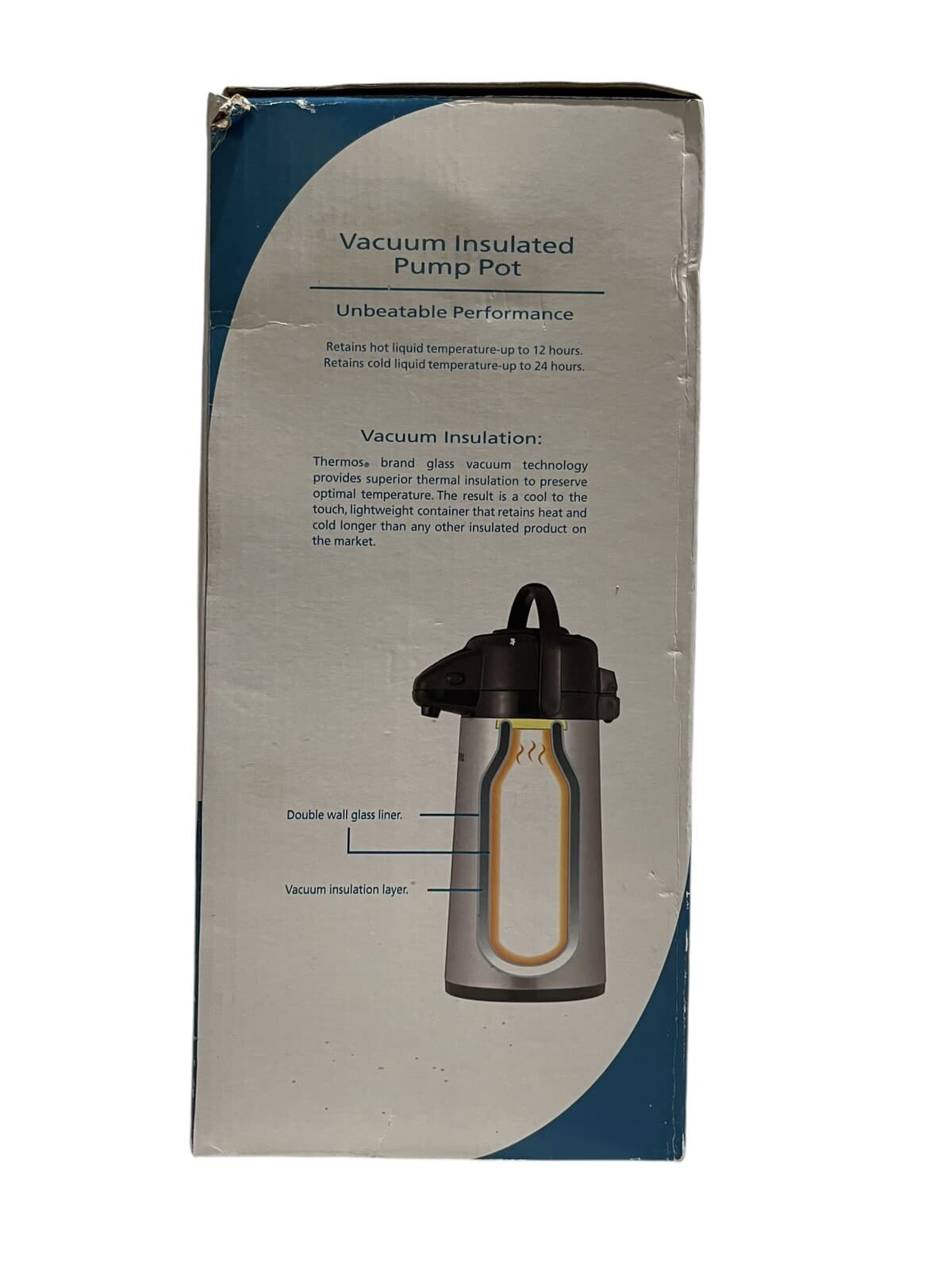 Thermos 2 Quart Glass Vacuum Insulated Pump Pot - Gray Metallic PP1920W2 NIB - Thumbnail 5