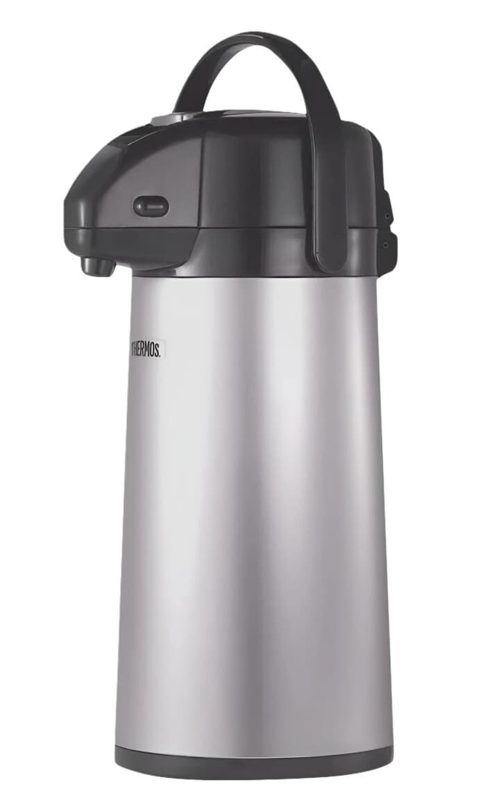 Thermos 2 Quart Glass Vacuum Insulated Pump Pot - Gray Metallic PP1920W2 NIB - Thumbnail 3