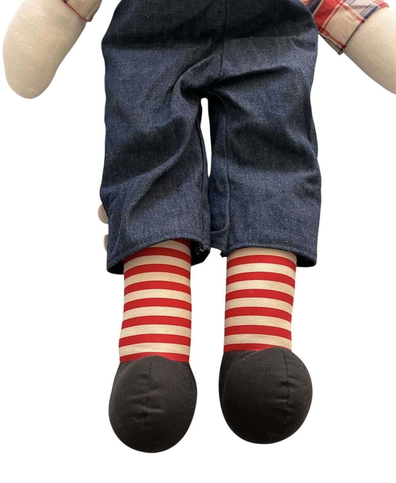 RAGGEDY ANDY DOLL • 10” • Hand Made • 1940's • I Love You Tattoo • - Thumbnail 6