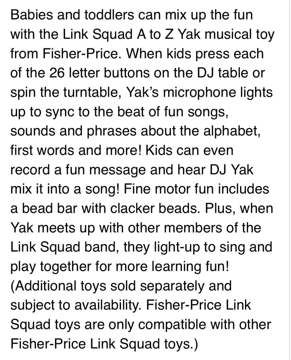 Fisher Price Link Squad A to Z Yak Musical Learning Toy with 115 Songs - Thumbnail 8