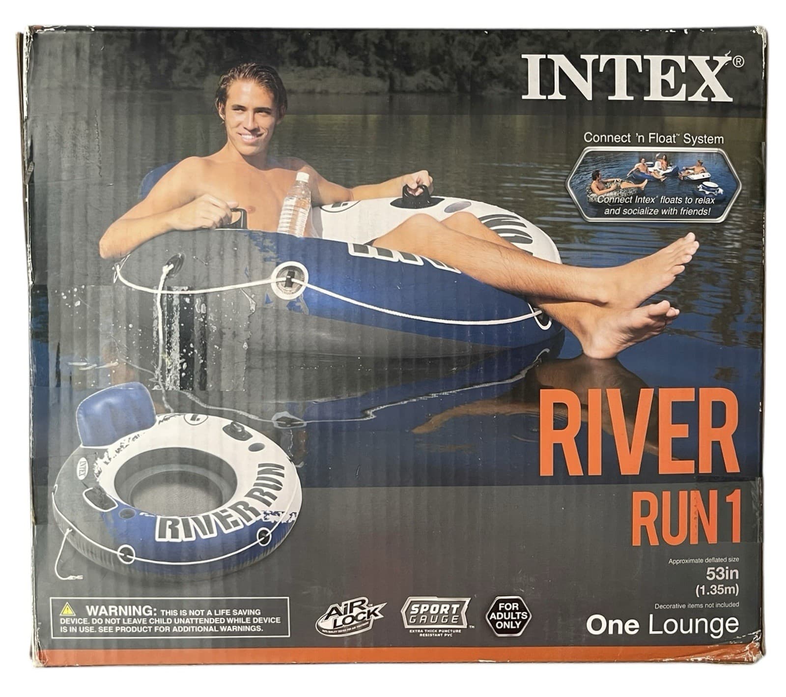 Intex River Run I Sport Lounge 53 inch Inflatable Water Float Brand New - Thumbnail 2