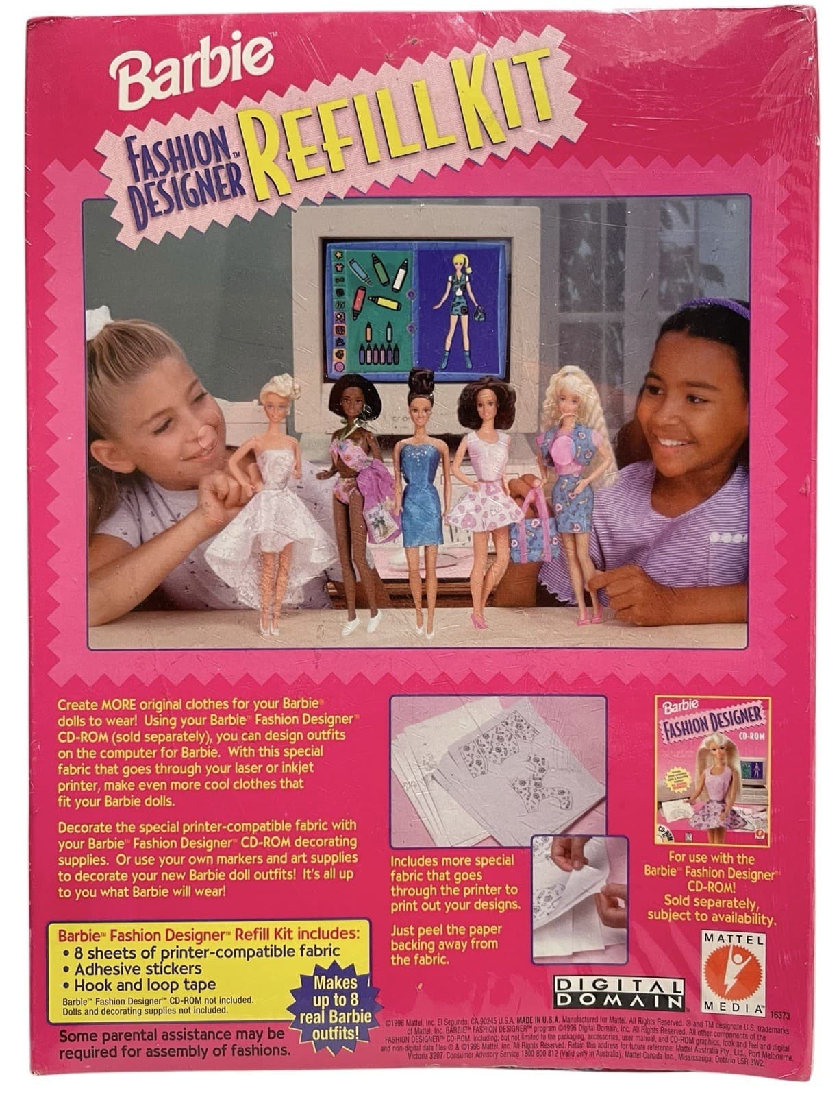 Barbie For Girls Fashion Designer Refill Kit Mattel Printer Compatible 1997 New - Thumbnail 2