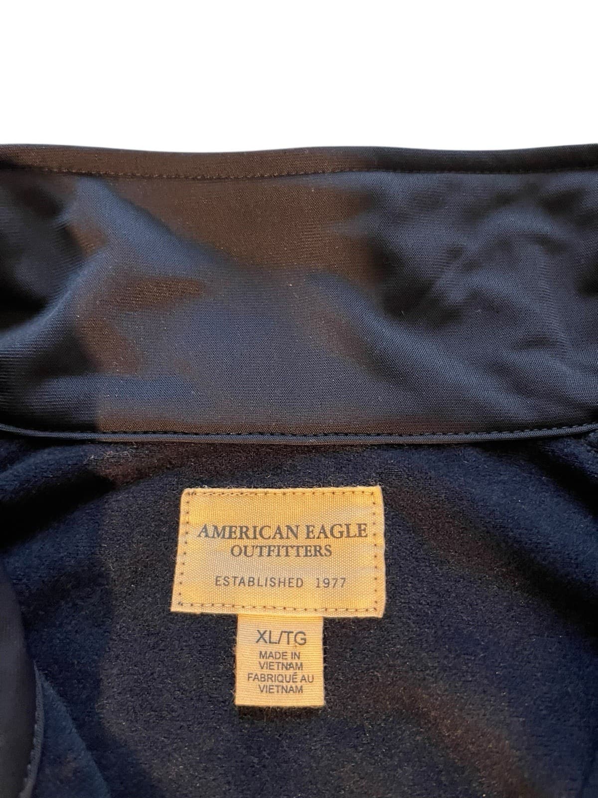 AMERICAN EAGLE Sportswear Y2K Zip Up Varsity Track Retro NAVY Jacket Men's Sz XL - Thumbnail 3