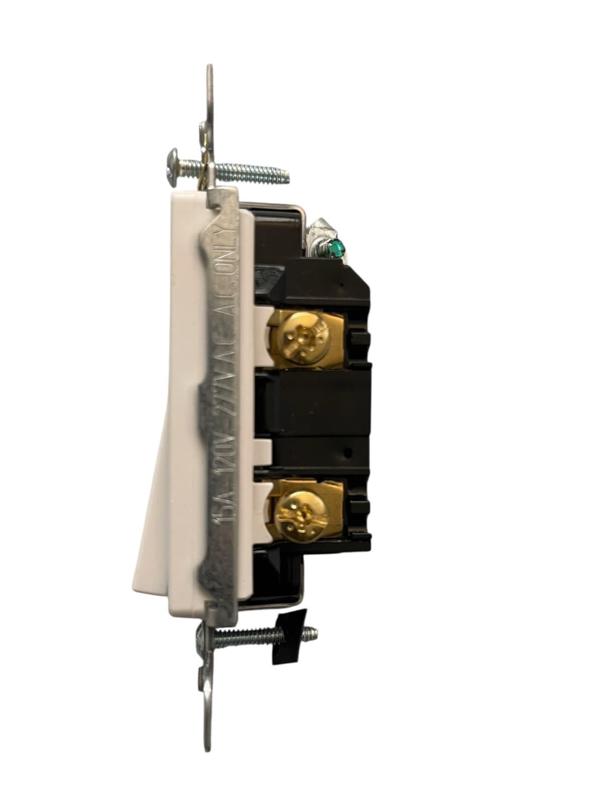 (8) Leviton 15 Amp 120V 277 V.A.C A.C. ONLY Center Off Rocker Switch, White - Thumbnail 4