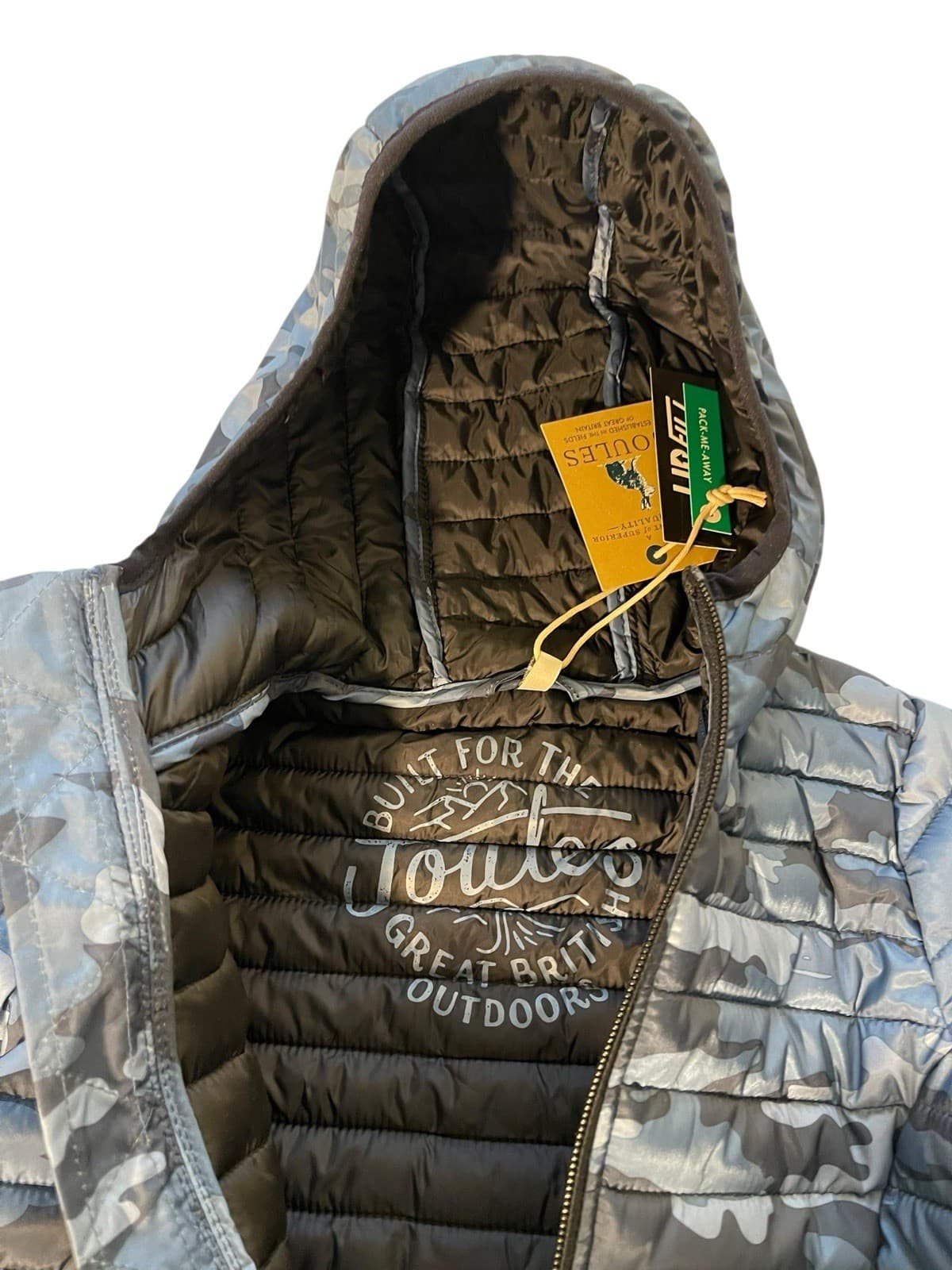 Joules Youth Full Zip Hooded Puffer Jacket Size 3 Blue Camo New - Thumbnail 6