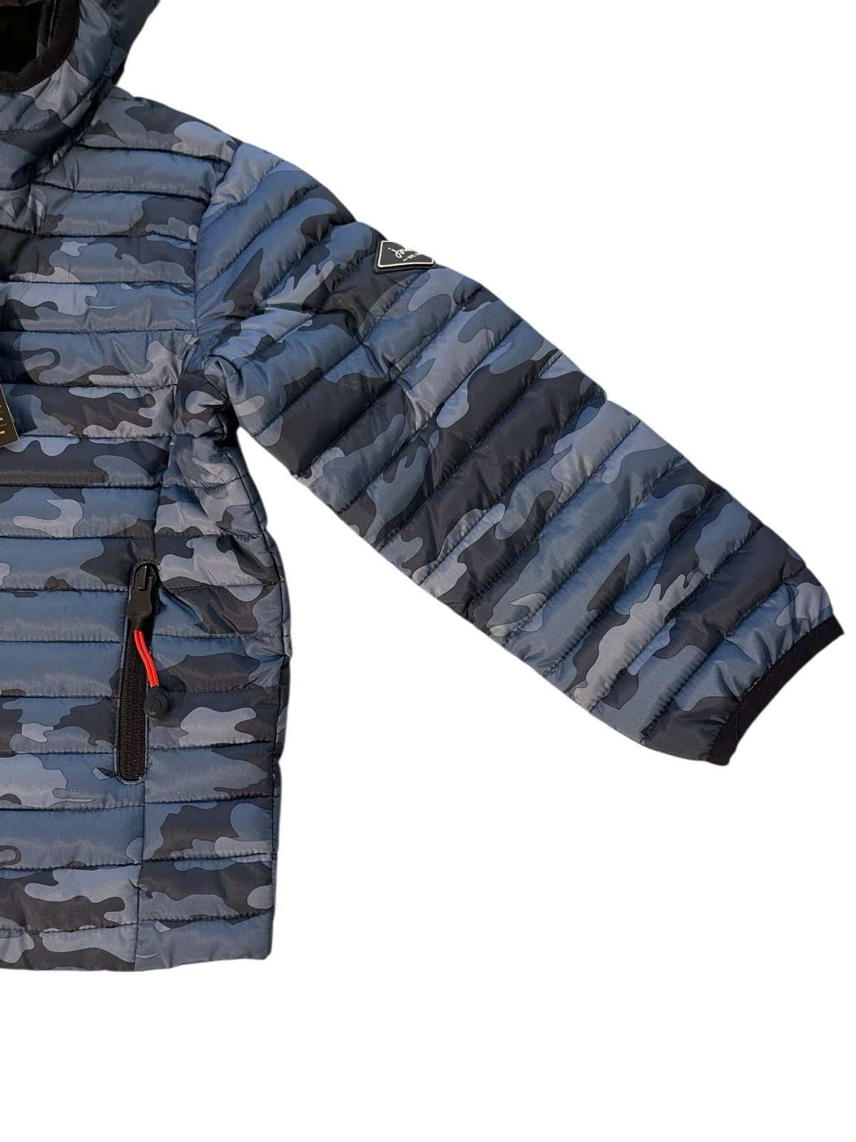 Joules Youth Full Zip Hooded Puffer Jacket Size 3 Blue Camo New - Thumbnail 3