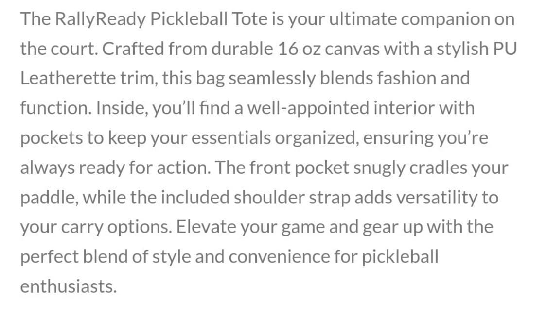 Google Pickleball Canvas Tote Bag threads by Peerless With Shoulder Strap New - Thumbnail 4