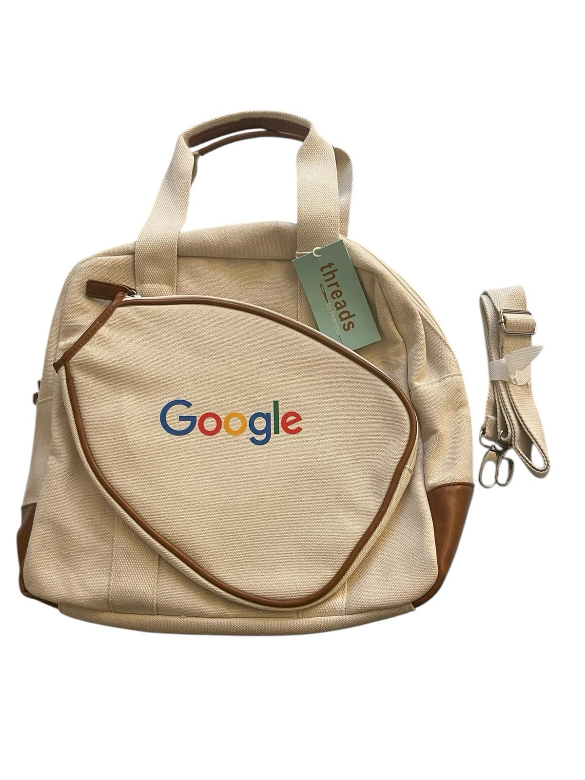 Google Pickleball Canvas Tote Bag threads by Peerless With Shoulder Strap New - Thumbnail 3