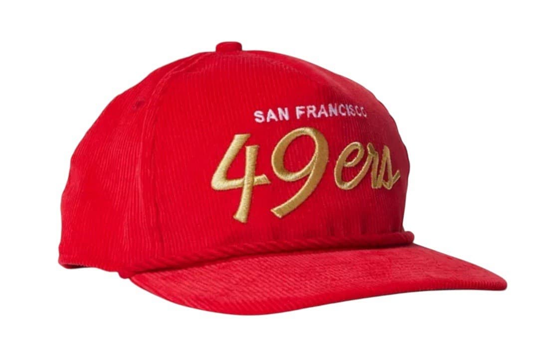 San Francisco 49ers New Era Throwback Corduroy Golfer Snapback Roped Hat Red