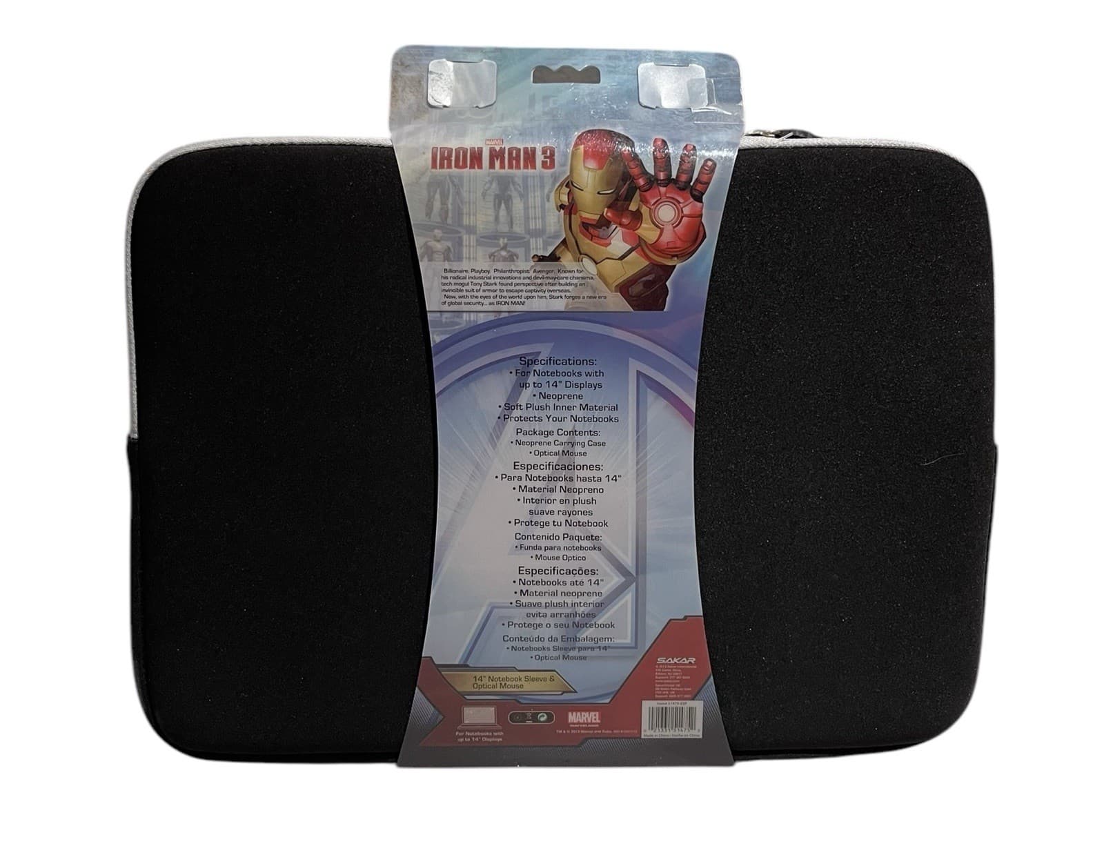 MARVEL IRON MAN 3 NOTEBOOK SLEEVE PLUS OPTICAL MOUSE FOR NOTEBOOKS UP TO 14" - Thumbnail 2